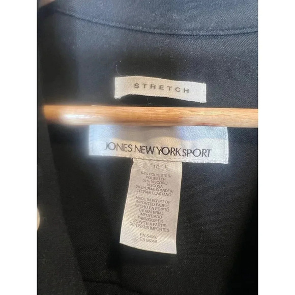 JONES NEW YORK SPORT SIZE LARGE 10 Black Stretch Button Front Jacket Coat SZ L - Picture 3 of 4